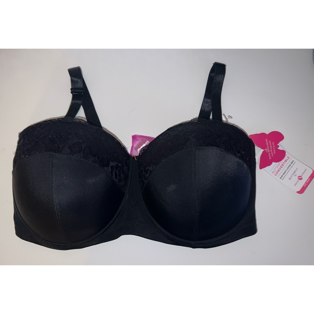 Ashley Stewart Butterfly Convertible Bra Black 38DDD Full Coverage